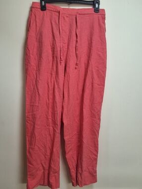 Fashion Bug Vintage Linen Blend Drawstring Pants - Coral Pink 14/16W